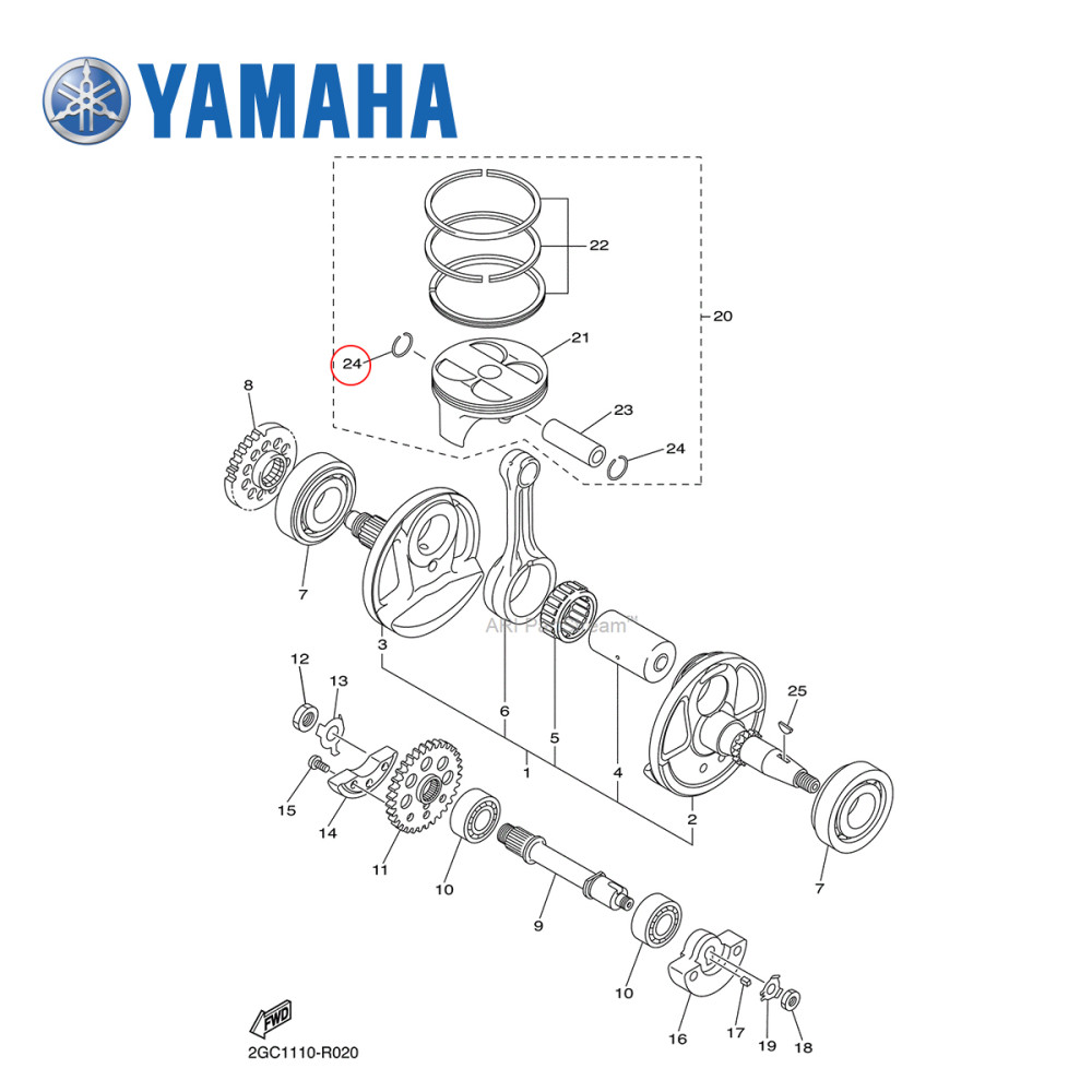 Trava do Pistão Original Yamaha para YZF450 10/17 WRF450 12/17