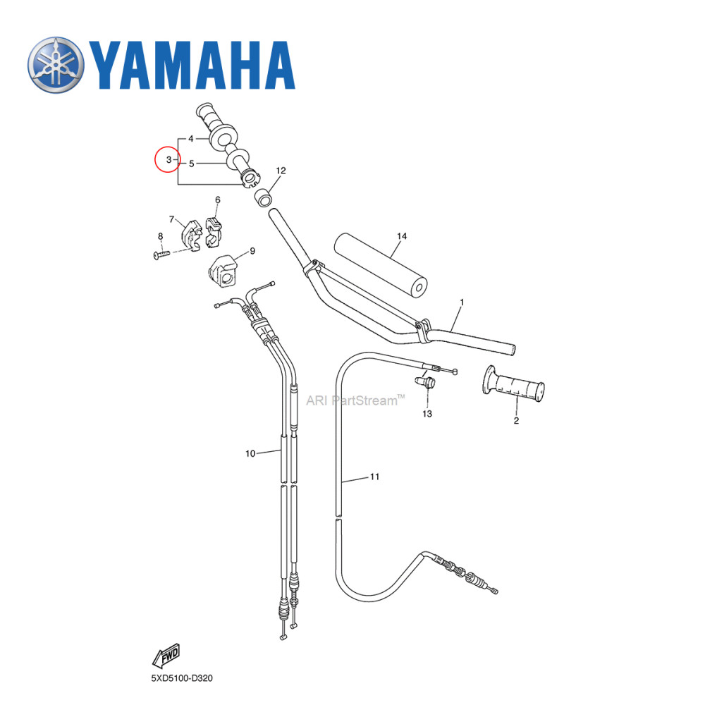 Tubo de Acelerador Original Yamaha para YZF/WRF250 01/05 YZF/WRF450 03/05