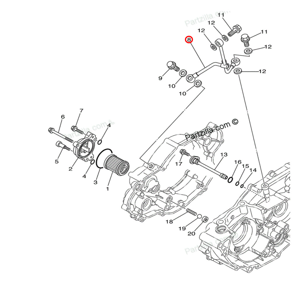 Tubo Condutor de Óleo do Motor (Pipe Delivery 1) Original Yamaha para YZF250 01/13 WRF250 01/12