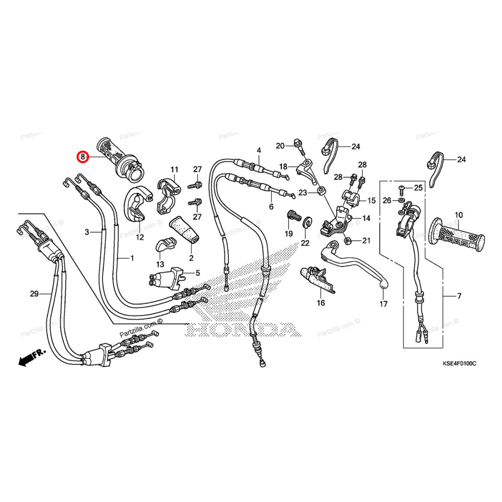 Tubo de Acelerador (Tubo e Manopla) Original Honda para CRF150