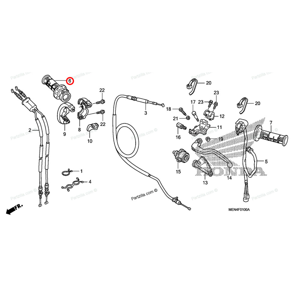 Tubo de Acelerador Original Honda para CRF250/450 09/16