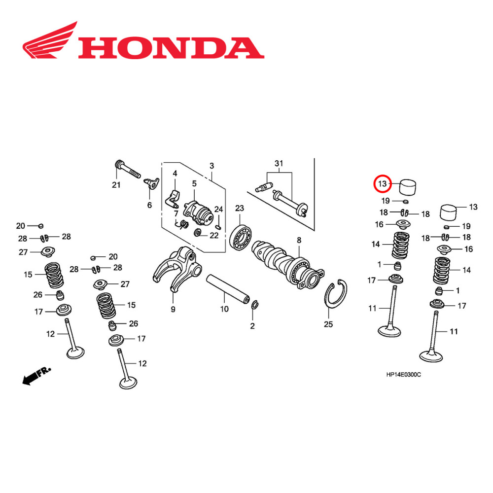 Copinho/Tucho da Válvula de Admissão Original Honda para CRF450 02/16 CRFX450 05/17