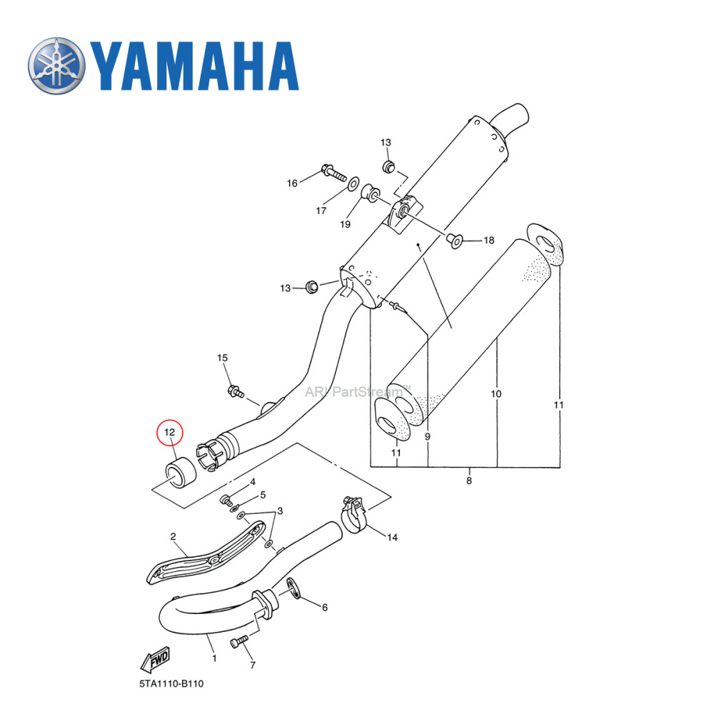União do Escape Original Yamaha para YZF/WRF450 03 YZF/WRF400/426 98/02