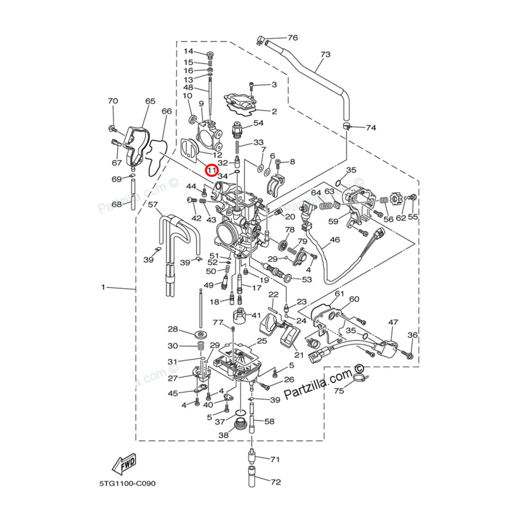 Valve Needle do Carburador Original Yamaha YZF250 02/13 YZF450 03/09 WRF250 02/13 WRF450 03/11