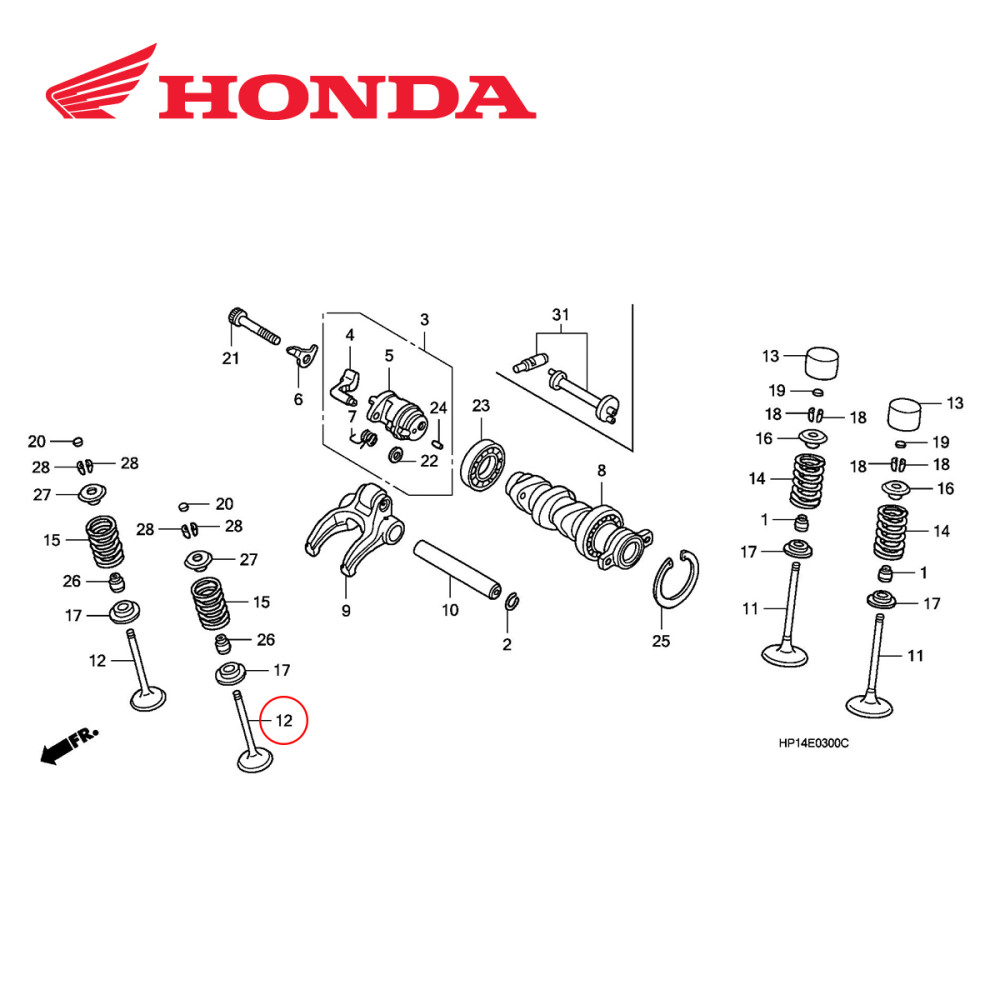 Válvula de Escape Original Honda para CRF450X 05/17