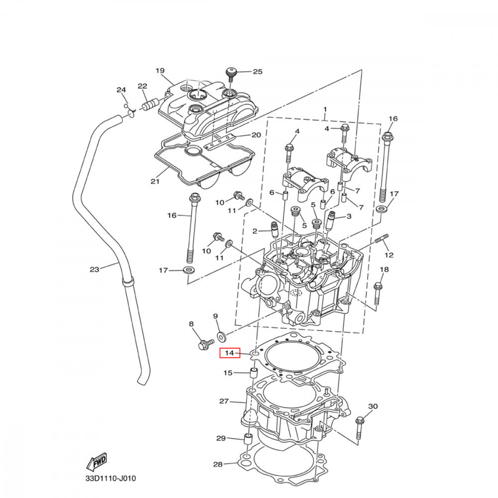 Junta do Cabeçote Original Yamaha para YZF450 10/17 WRF450 16/17