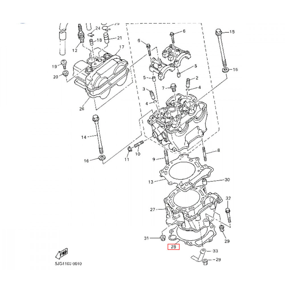 Junta do Cilindro Original Yamaha para YZF400 98/99 YZF426 00/02 WRF400 00 WRF426 01/02