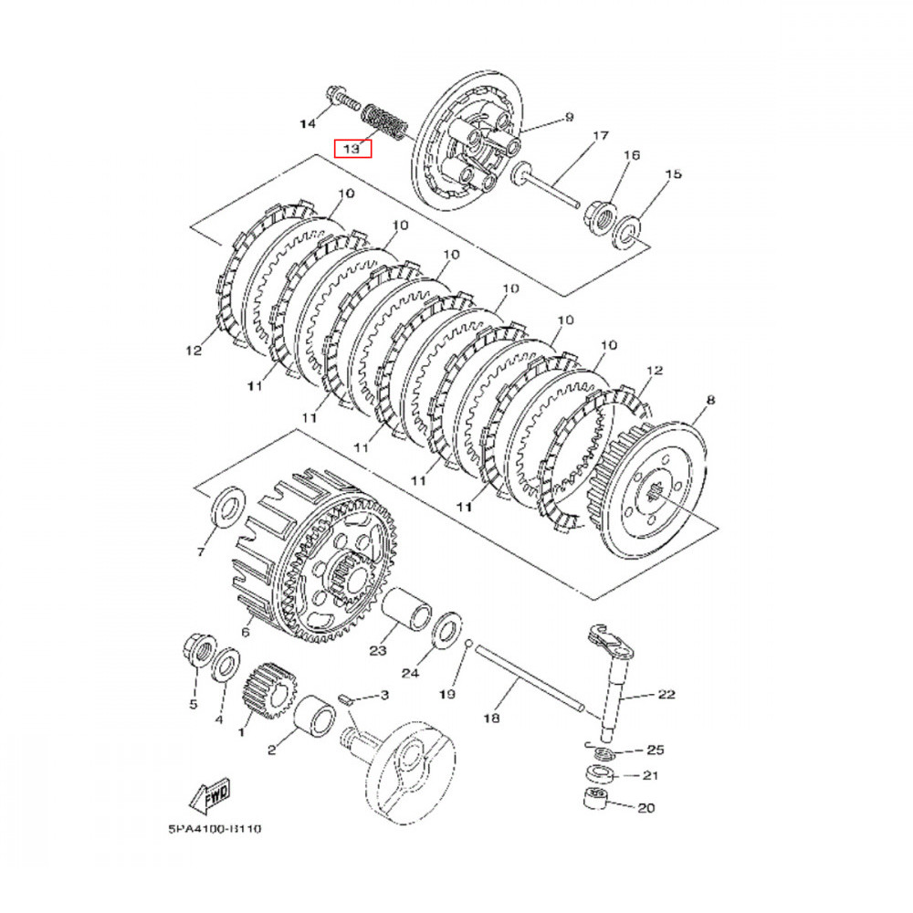 Mola de Embreagem Original Yamaha para YZ80 95/01 YZ85 02/04 YZ125 98