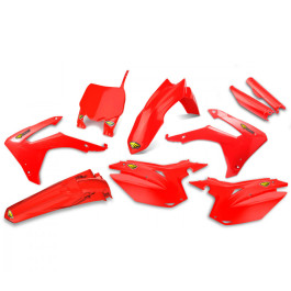 Kit Plástico Honda CRF 250R 14/17 CRF 450R 13/16 Vermelho Com Number Plate Frontal + Protetor Bengala - Cycra