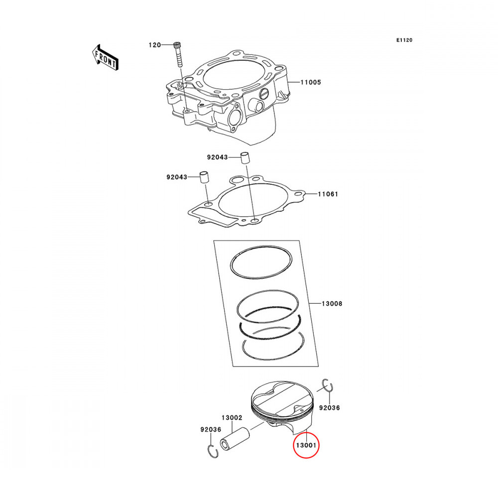 Pistão Original Kawasaki para KXF450 13/14+16/18