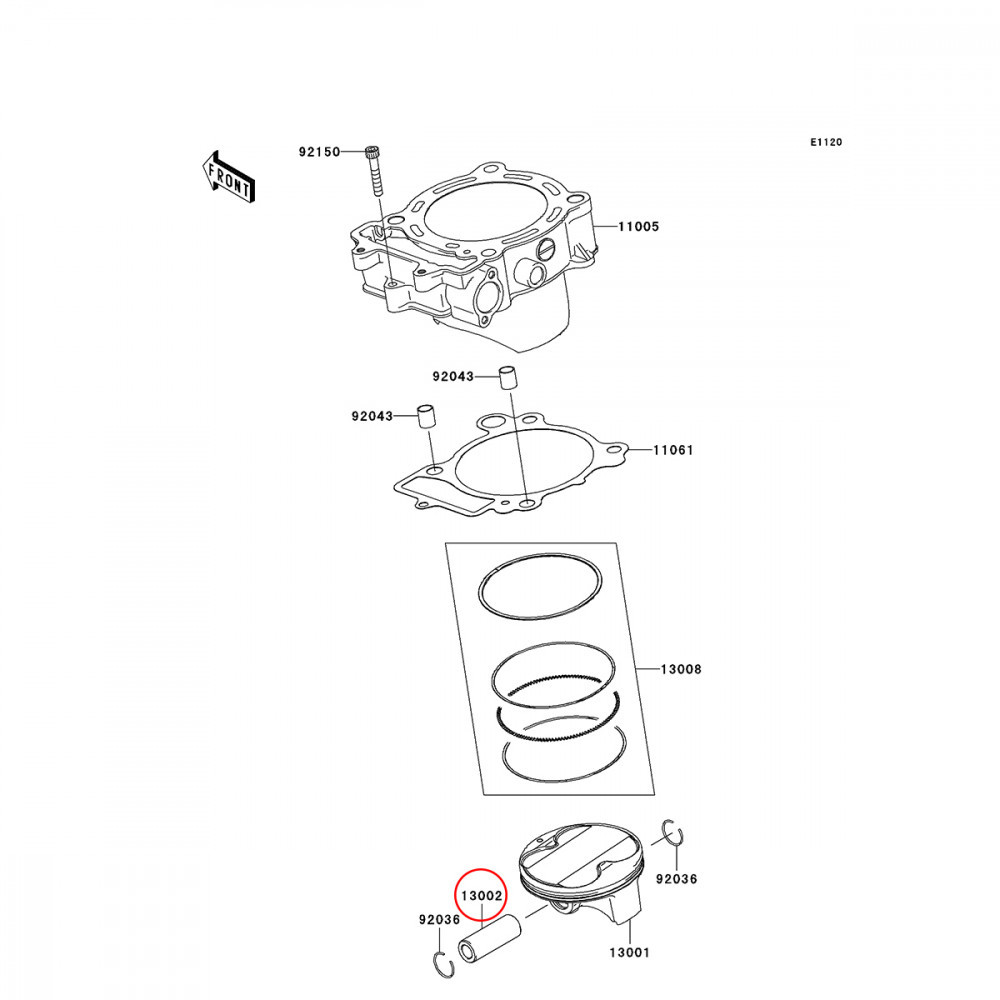 Pino de Pistão Original Kawasaki para KXF450 07/09 KLX450 08/19