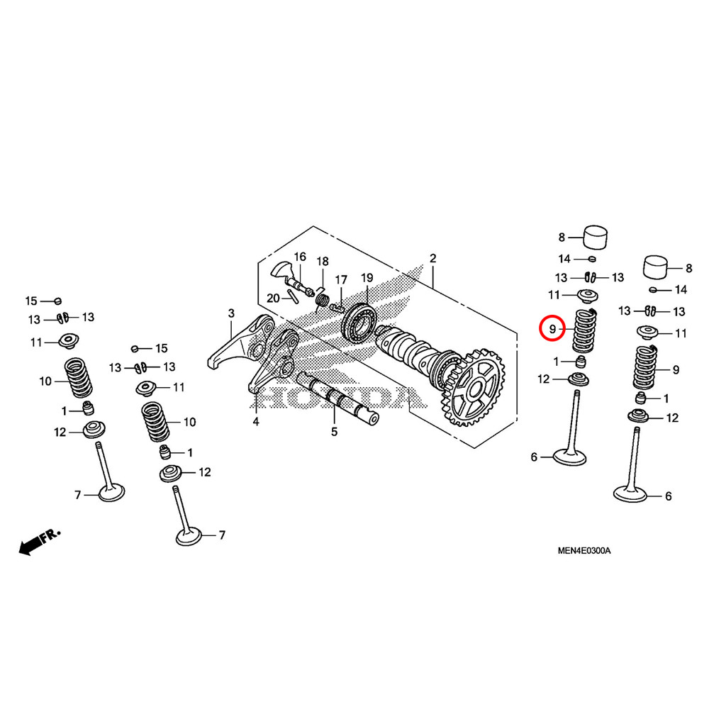 Mola da Válvula de Admissão Original Honda para CRF450 09/16