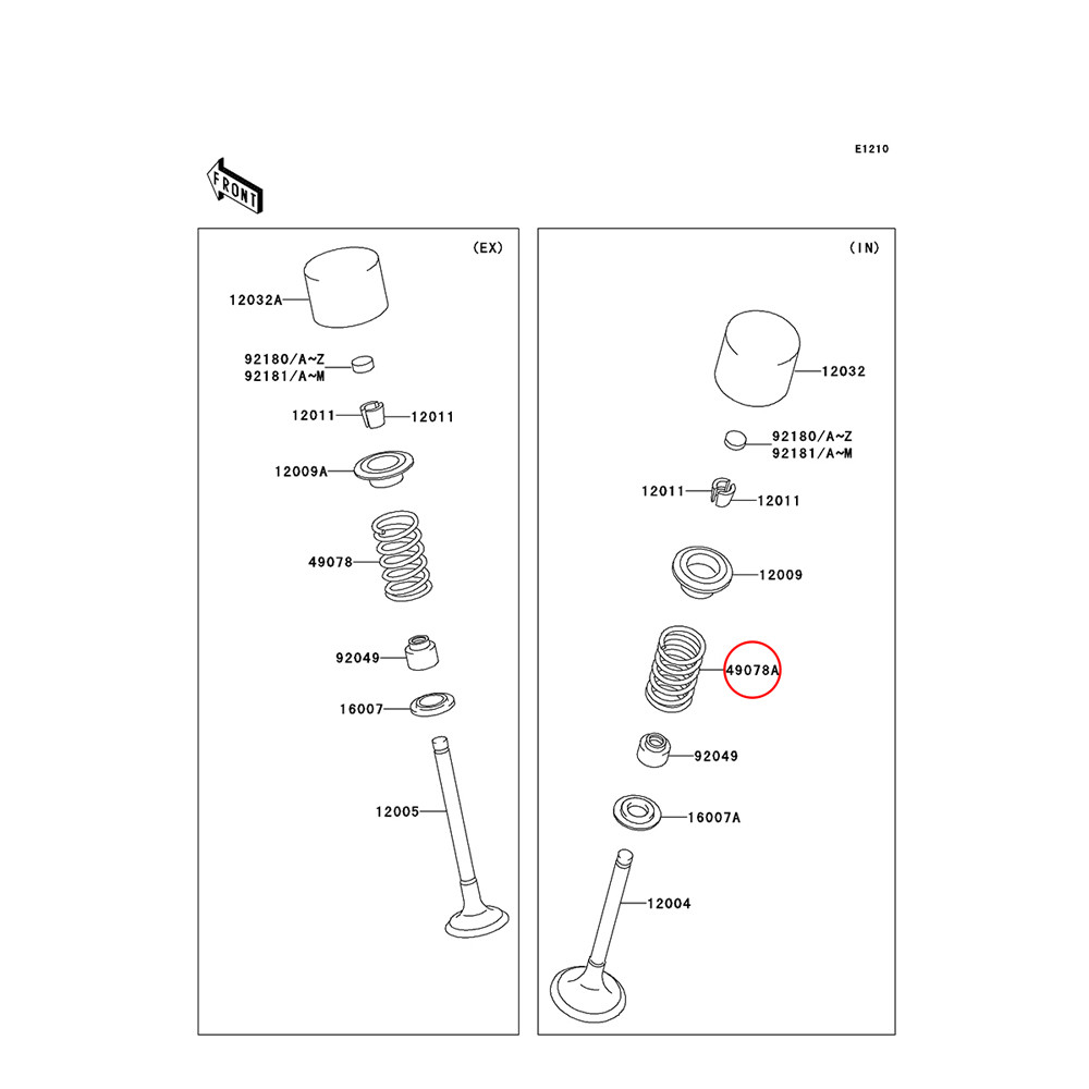 Mola da Válvula de Admissão Original Kawasaki para KXF250 07/10