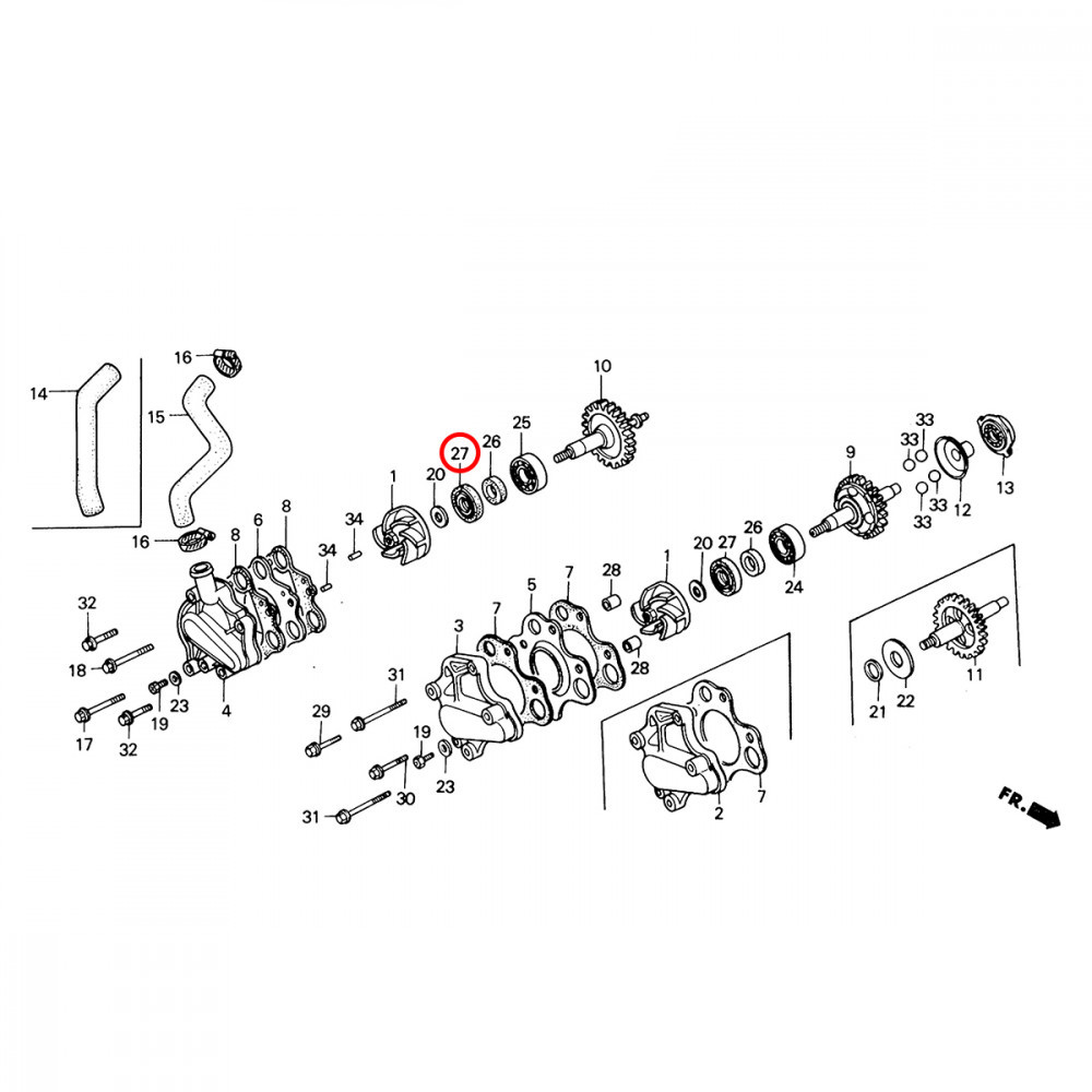 Retentor da Bomba D Água Original Honda para CRF450 02/07 CR125/250 86/07 CR80 96/02 CR85 03/07 Grande