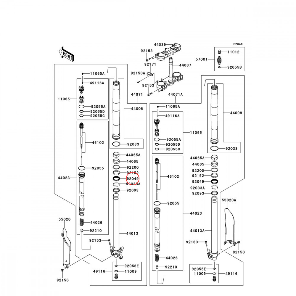 Retentor de Garfo Original Kawasaki para KXF450 13/14