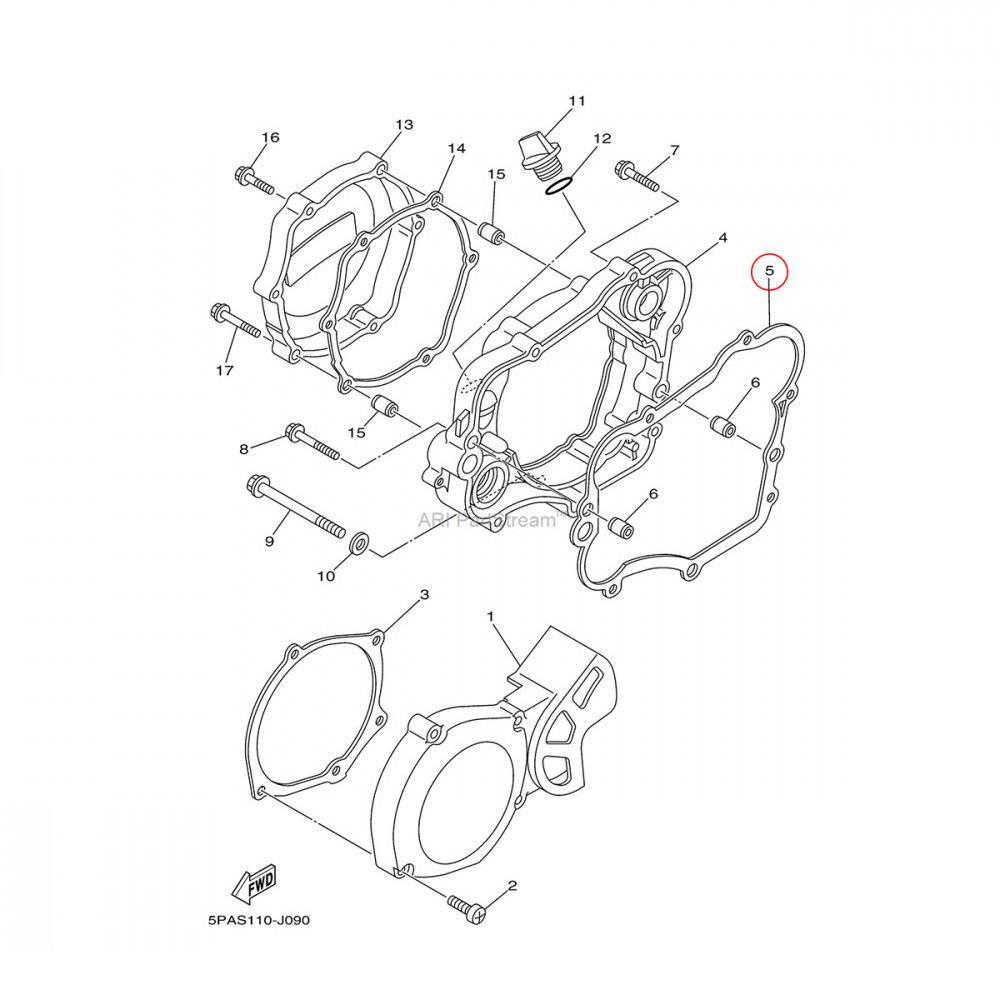 Junta da Tampa de Embreagem Original Yamaha para YZ80 93/01 YZ85 02/18 Grande