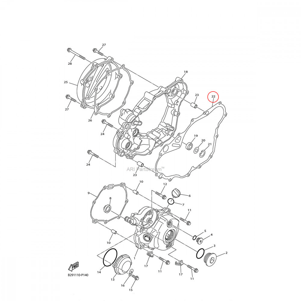 Junta da Tampa de Embreagem Original Yamaha para YZF250 14/17 WRF250 15/17 Grande