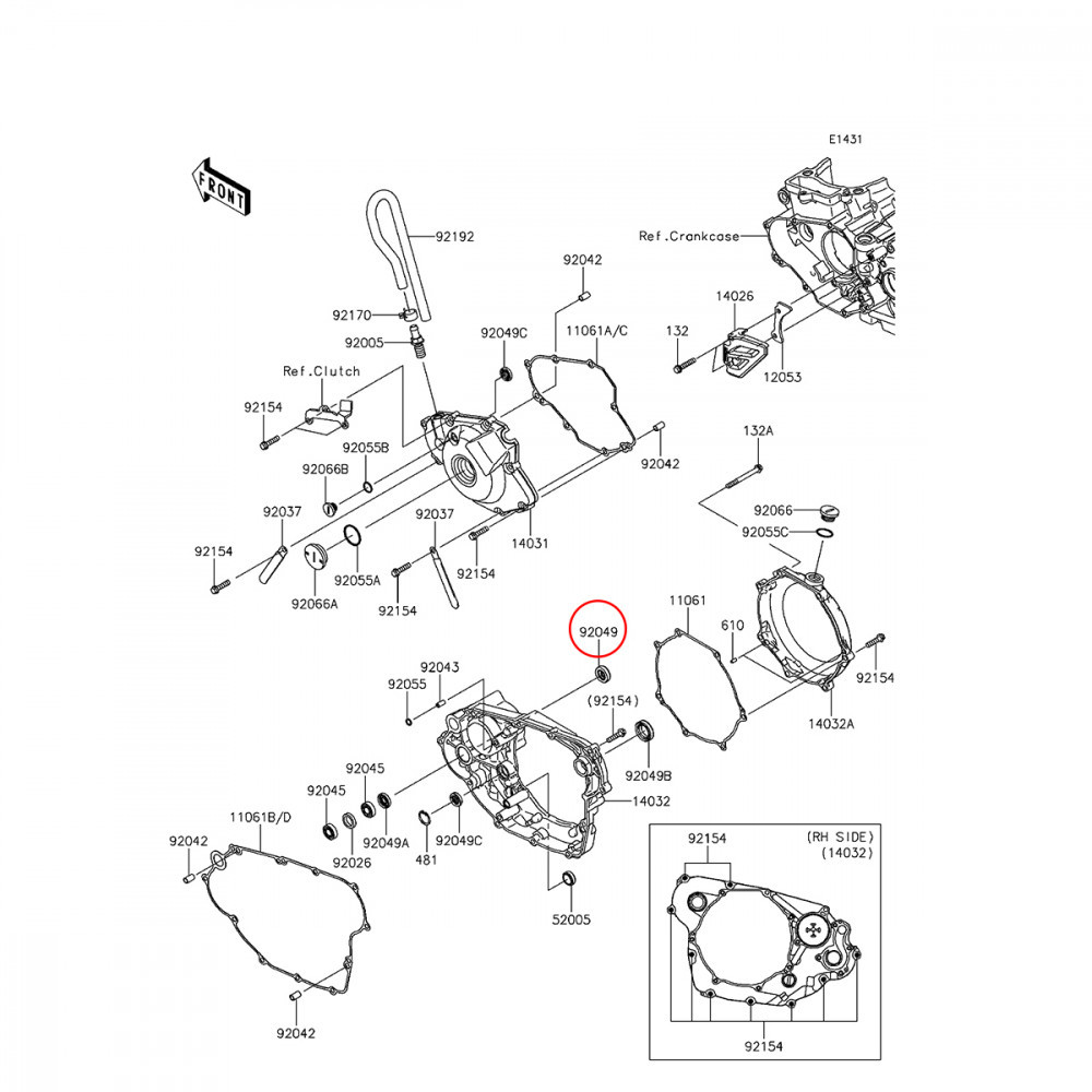 Retentor de Bomba De Água Original Kawasaki para KXF450 06/19 KLX450 08/19 Grande 12X24X7