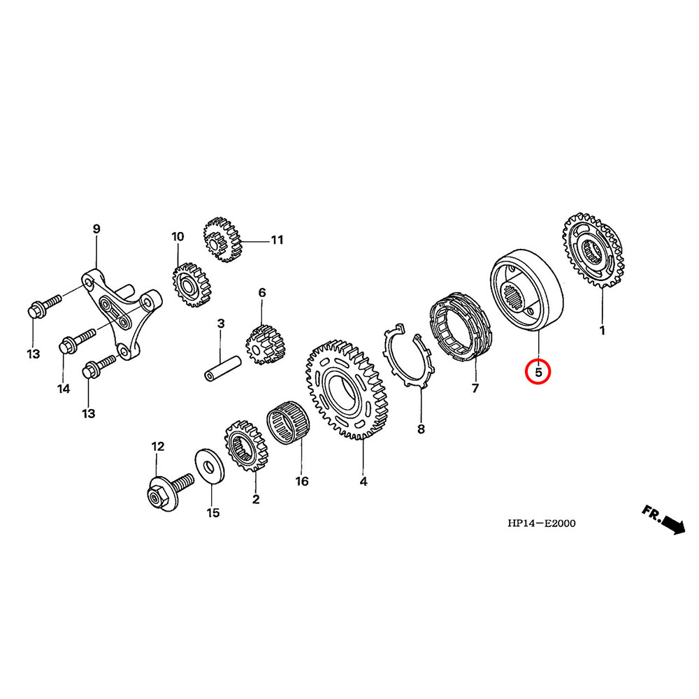 Embreagem de Partida Original Honda para CRF450R 18/19 CRF450RX 17/19 CRF450X 05/19