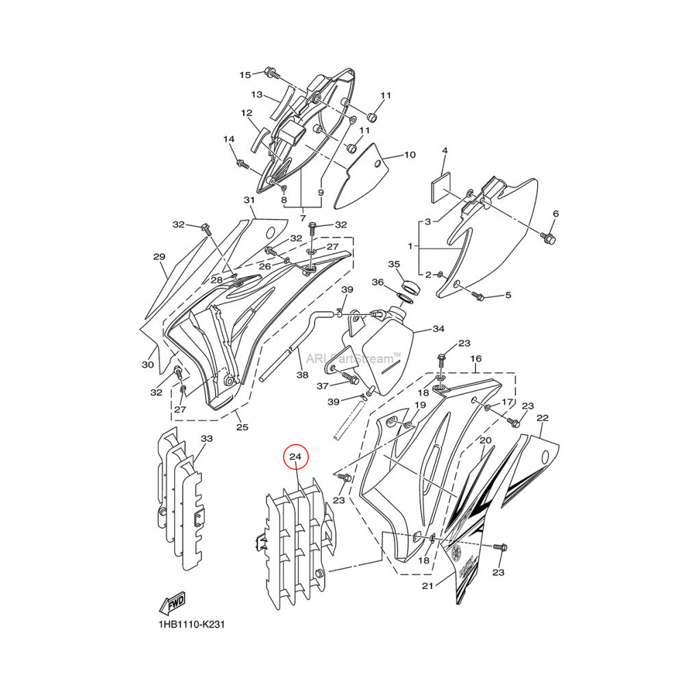 Grade do Radiador Esquerda Original Yamaha WRF450 07/11