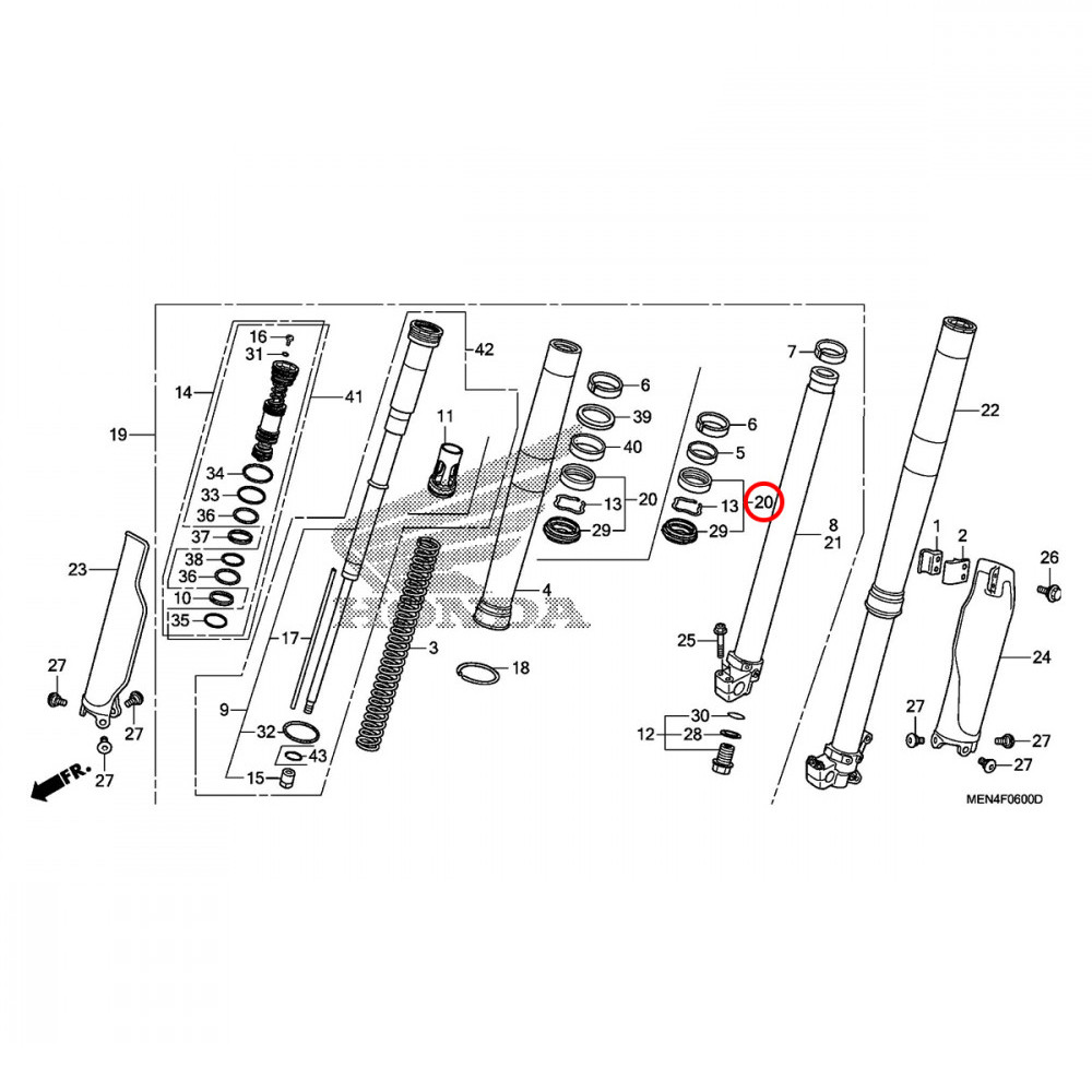 Kit Retentor de Garfo e Pó Original Honda para CRF450 09 + 13/14