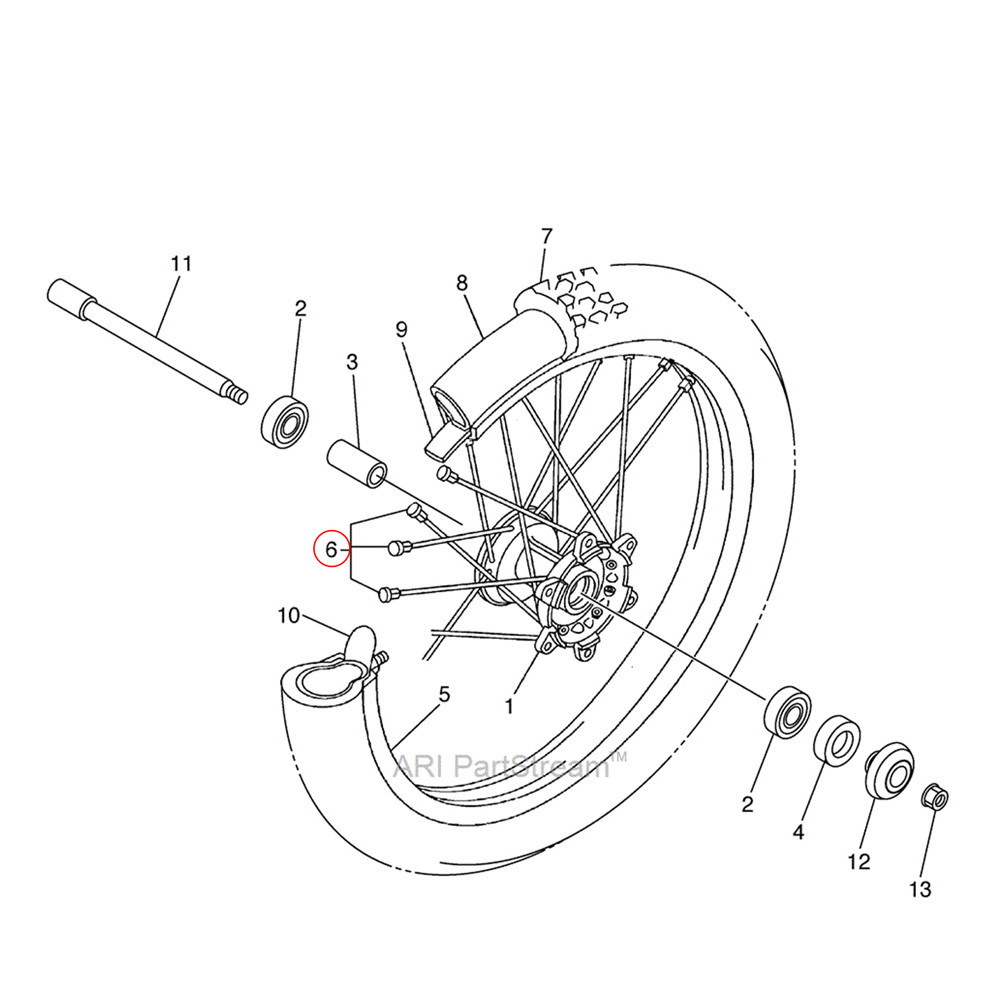 Raio Original Yamaha para YZ/YZF/WRF125/250/450 02/17 Dianteiro