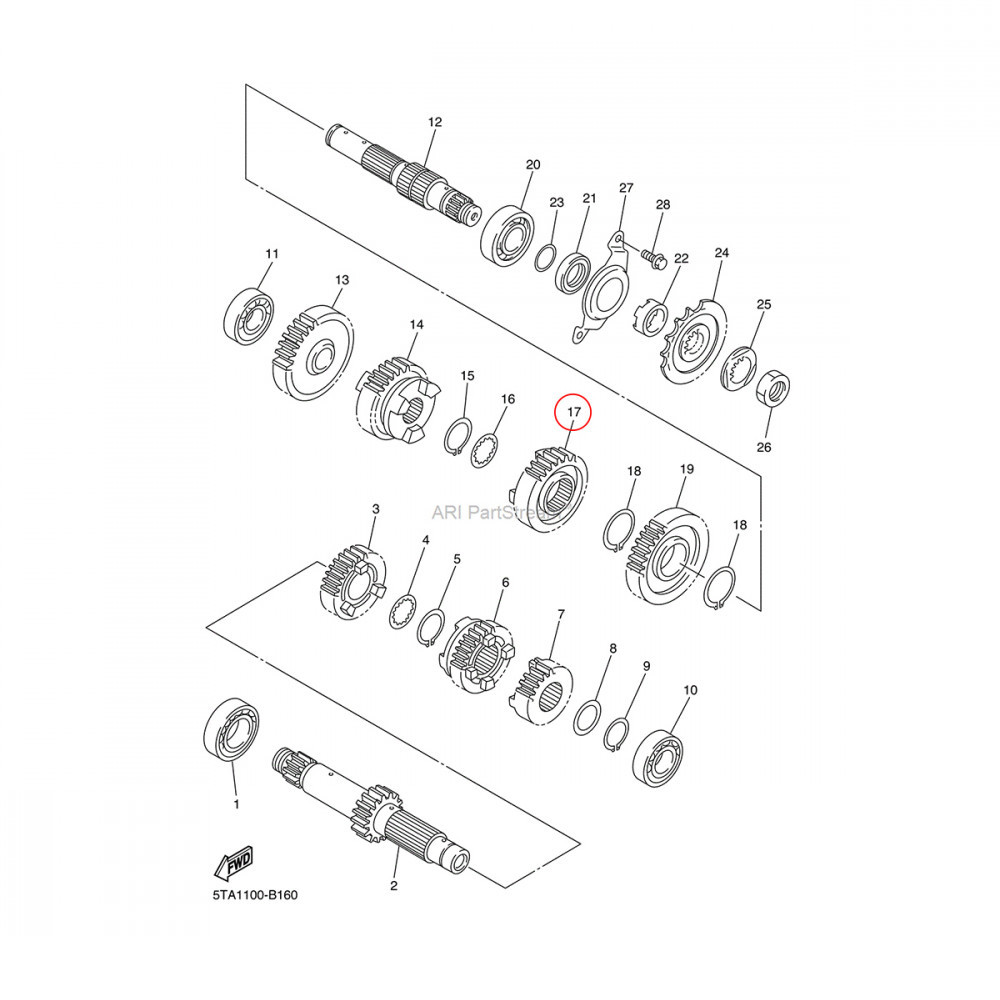 Engrenagem da Caixa de Cambio Original Yamaha para YZF450 03/04 23 Dentes