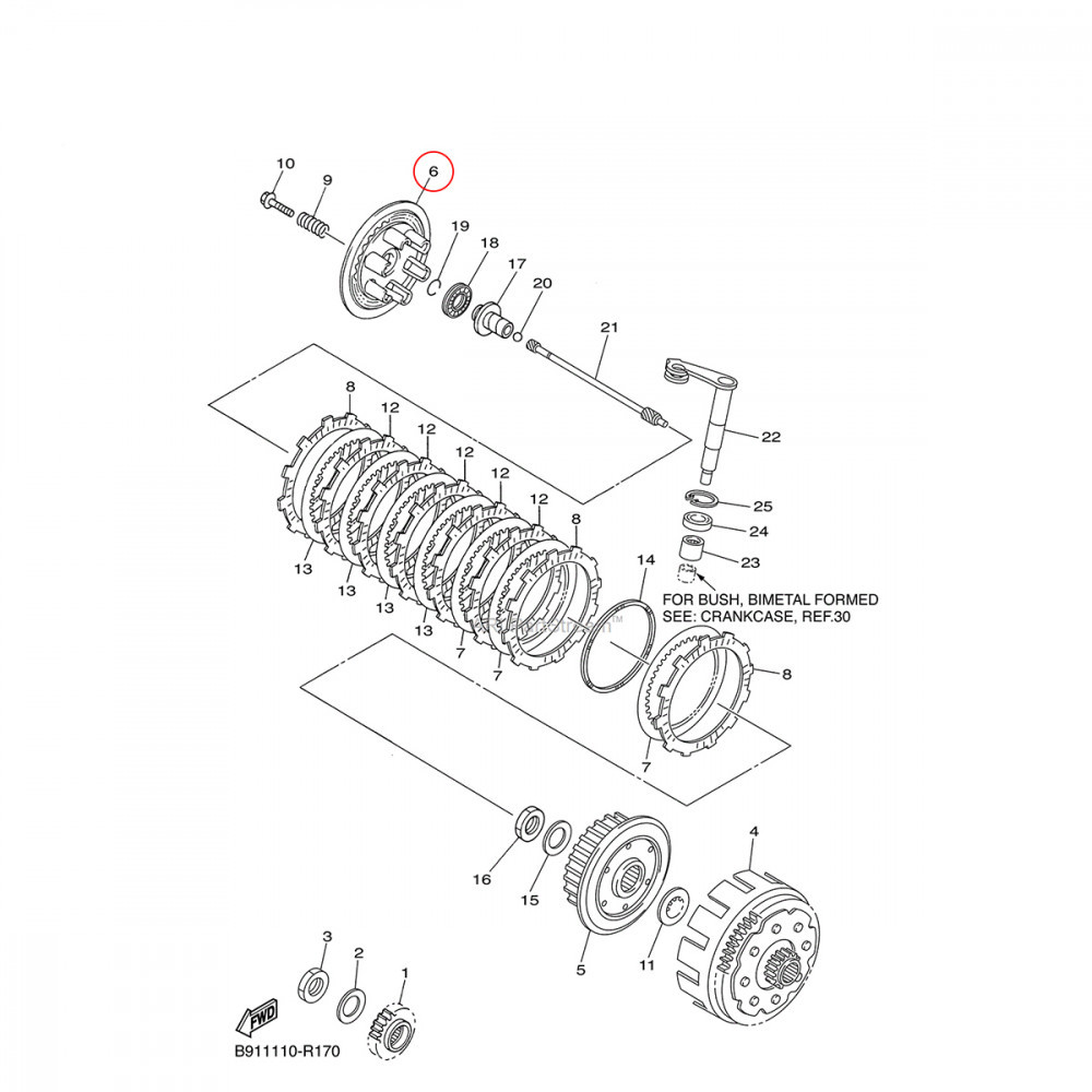 Platô de Embreagem Original Yamaha para YZ250 02/19 YZ250FX 16/19 YZF450 03/06 YZ450FX 16/18 WRF450 03/18