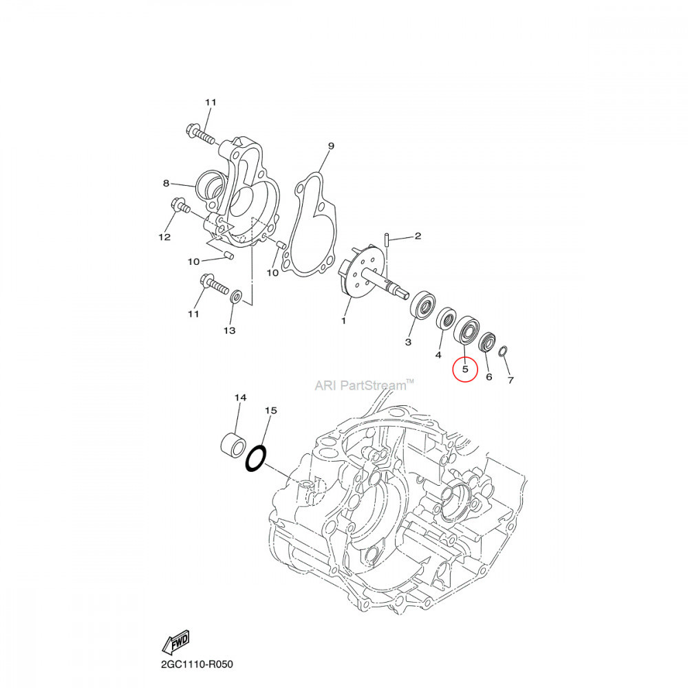 Rolamento da Bomba De Água Original Yamaha para YZF250/450 14/17 WRF250 15/17 WRF450 16/17