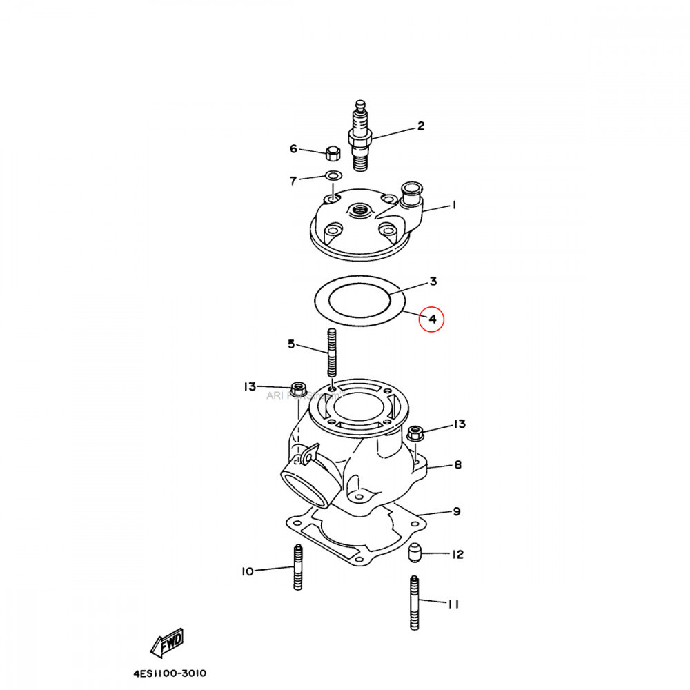 Anel O Ring do Cabeçote Original Yamaha para YZ80 93/01 YZ85 02/19 Externo
