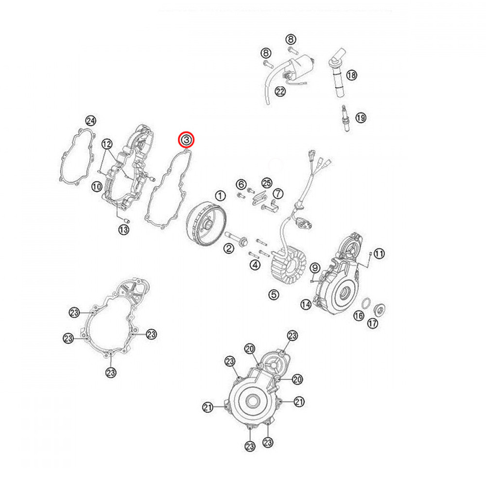 Junta da Tampa do Magneto Original KTM para XCF-W250 14/16 EXC-F/XCF-W350 12/16