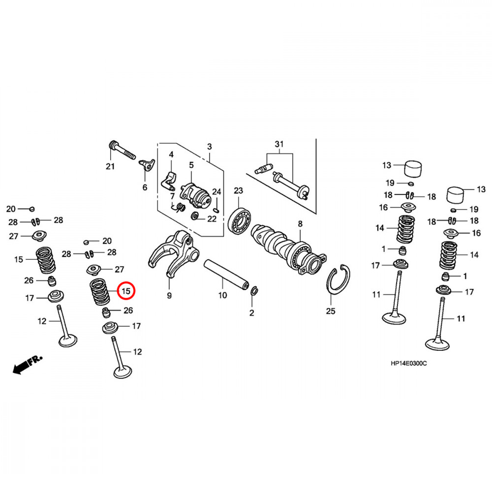 Mola da Válvula de Escape Original Honda para CRF450X 05/17
