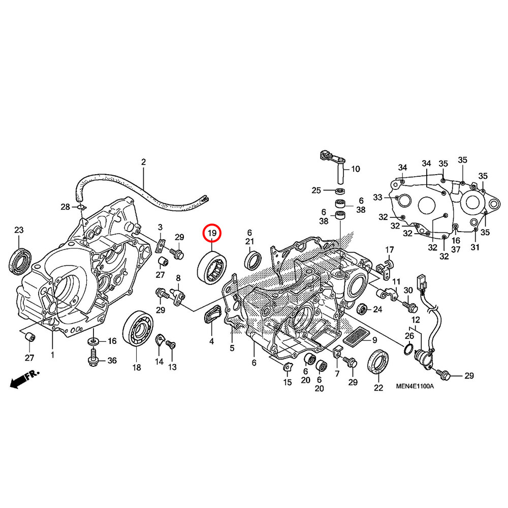 Rolamento do Virabrequim Original Honda CRF 450R 06/21 CRF 450X 05/21 CRF 450RX 17/21 Esquerdo