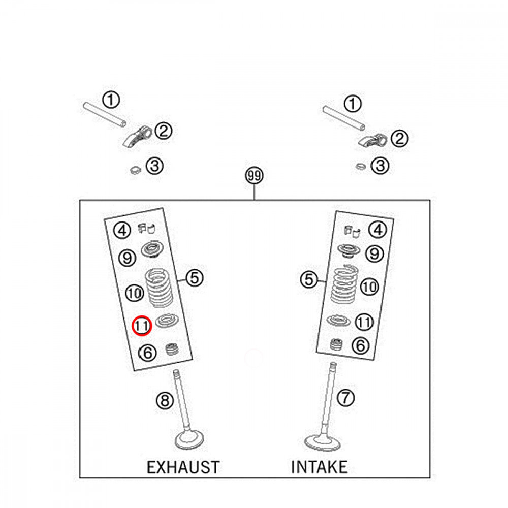 Chapeuzinho de Válvula de Admissão ou Escape Baixo Original KTM para EXC/XCFW350 12/16