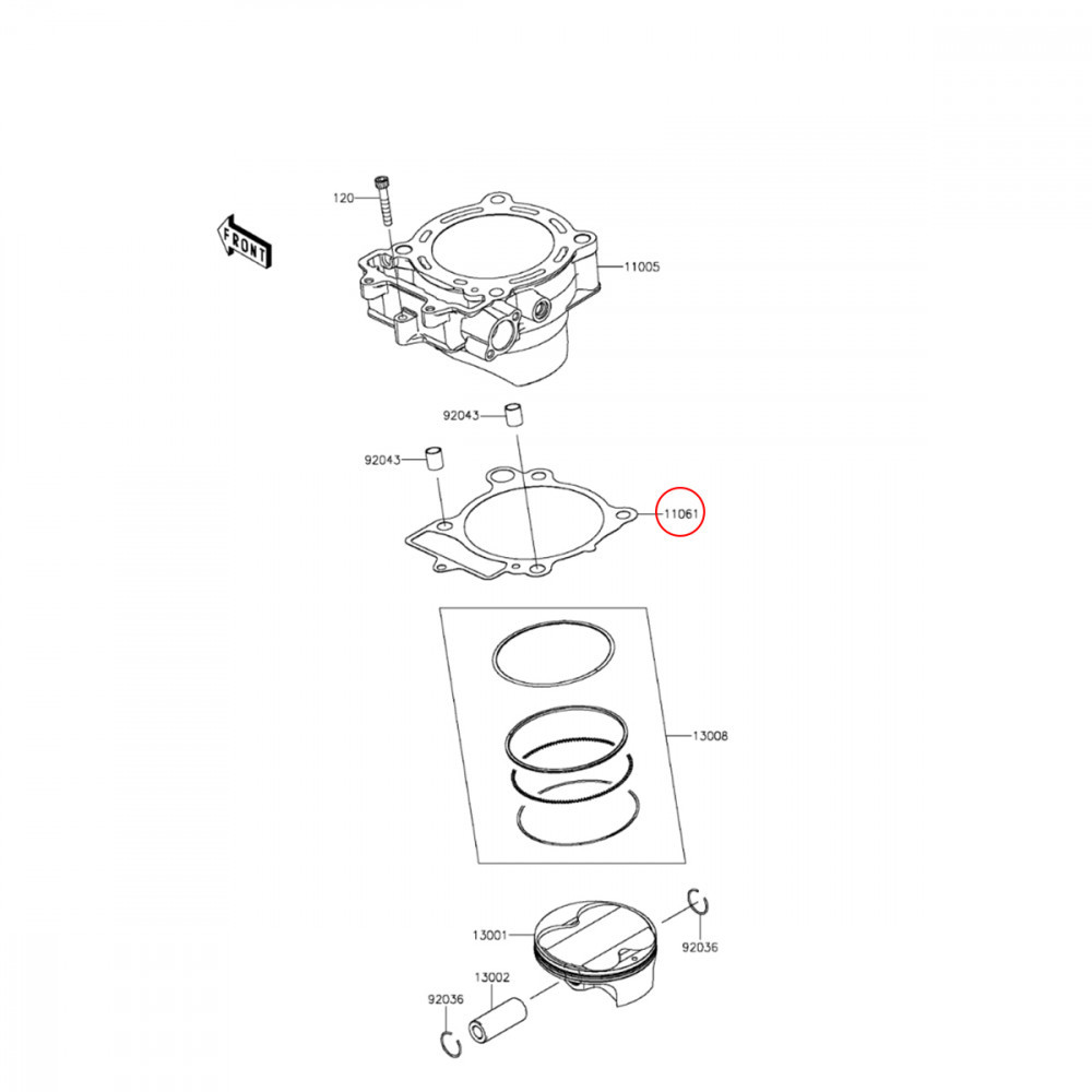 Junta do Cilindro Original Kawasaki para KXF450 16/18