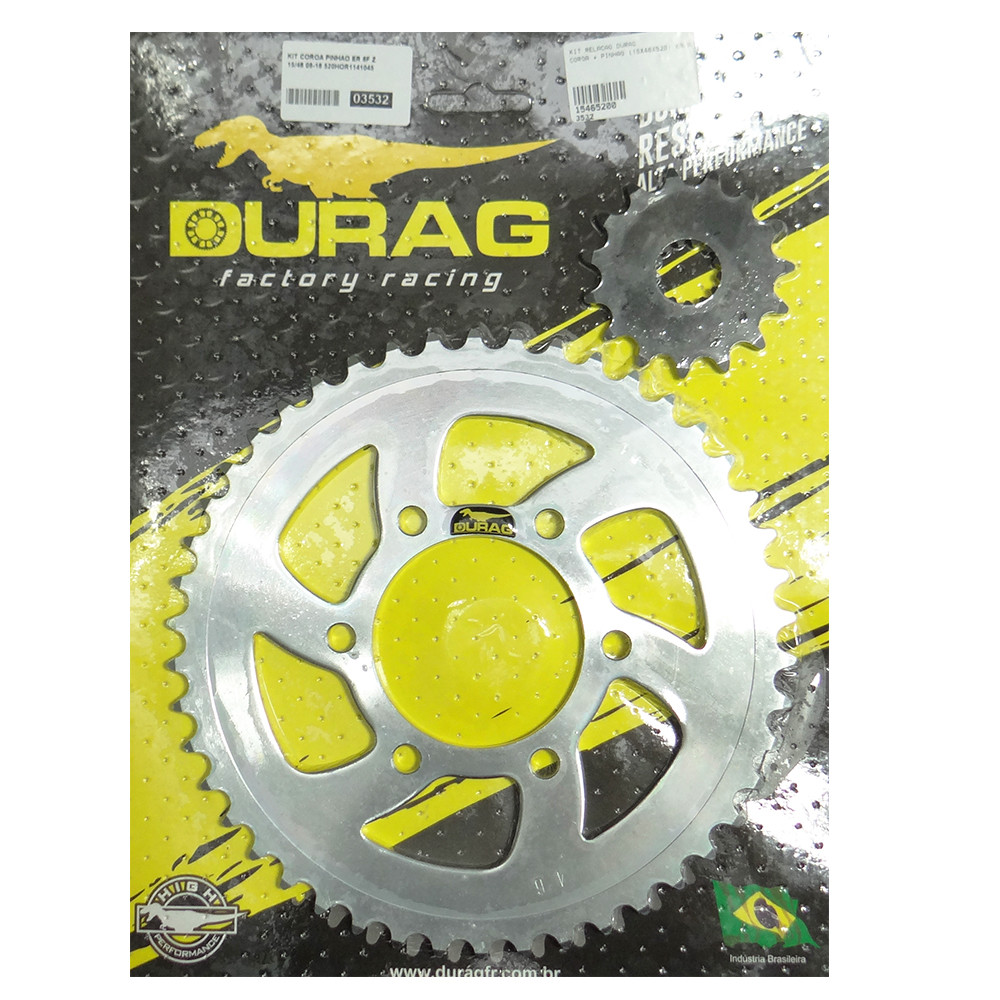 Kit Relação Durag Coroa + Pinhão para Kawasaki Versys KLE650 07/18 (Aço 1045) (15x46x520)