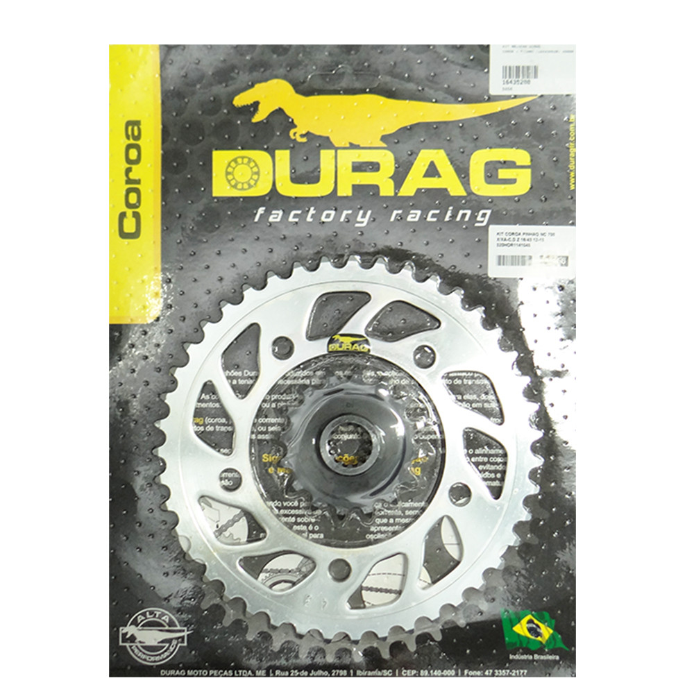 Kit Relação Durag Coroa + Pinhão para Honda NC700 X/XA-C/D 12/15 (Aço 1045) (16x43x520)