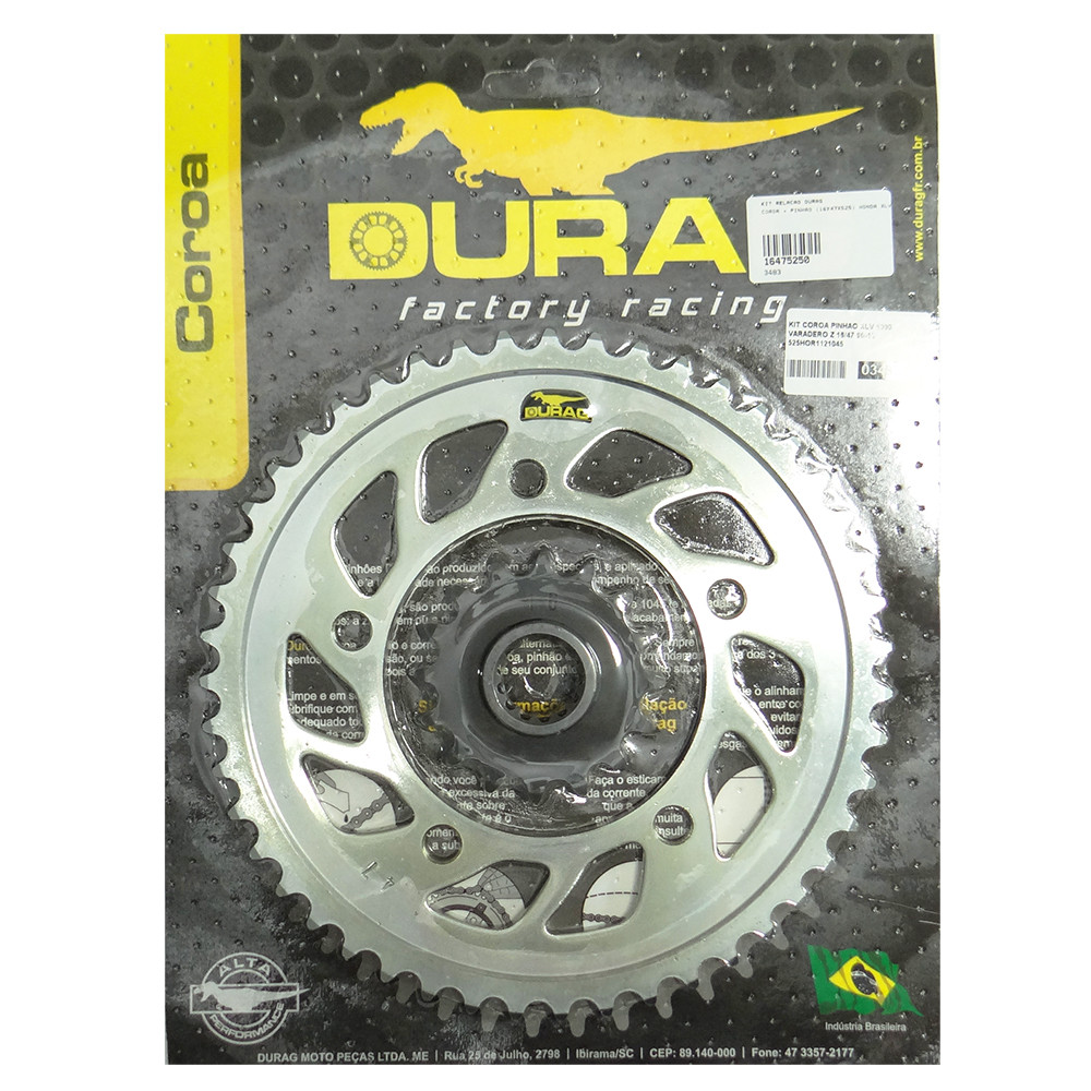 Kit Relação Durag Coroa + Pinhão para Honda XL1000V Varadero 99/13 (Aço 1045) (16x47x525)