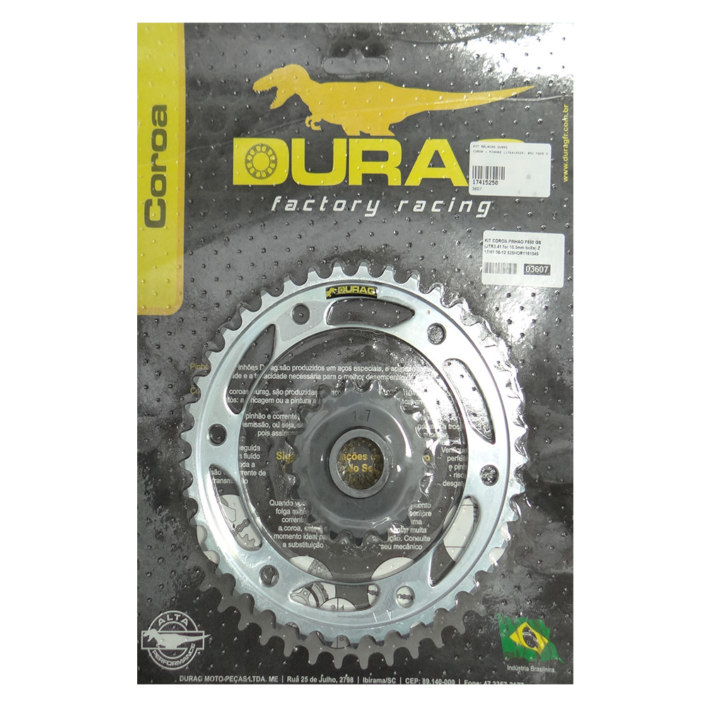 Kit Relação Durag Coroa + Pinhão para BMW F650 GS 08/12 - Aço 1045 - 17x41x525