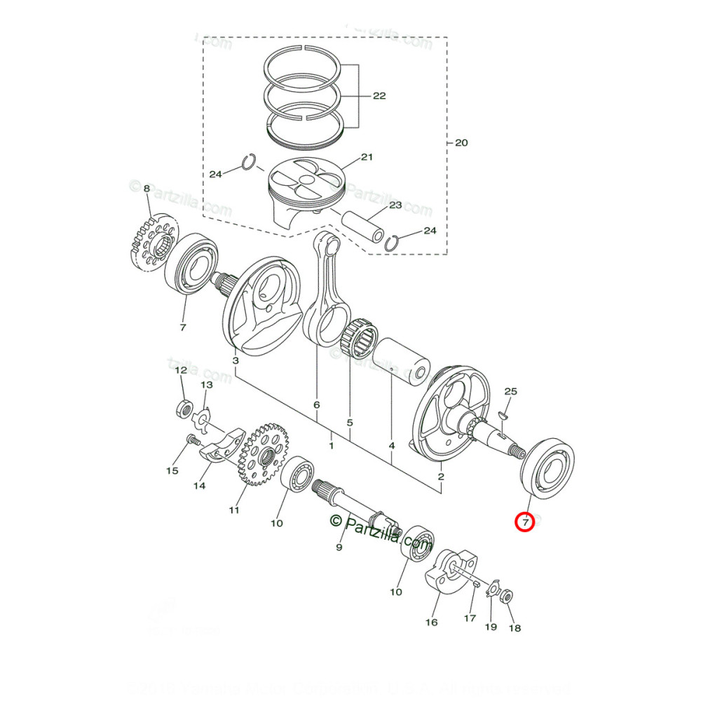 Rolamento do Virabrequim Original Yamaha para YZF450 03/19 WRF450 03/19