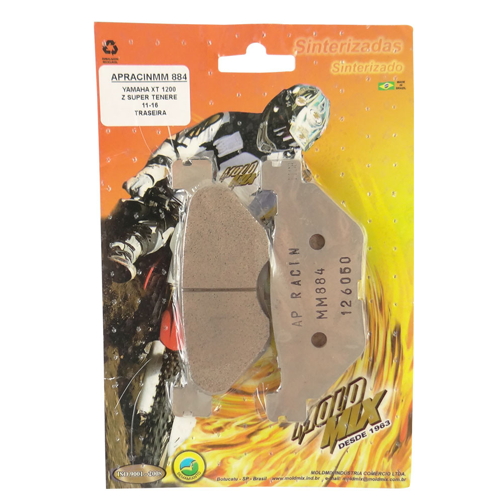 Pastilha de Freio Traseira Moldmix para Yamaha XT1200Z Super Tenere 11/19 TDM 900 02/14 XVS950 Midnight Star 09/13 XVS 1300 Midnight Star 07/16  FJR1300 03/19 XV1700 V-Max 09/16