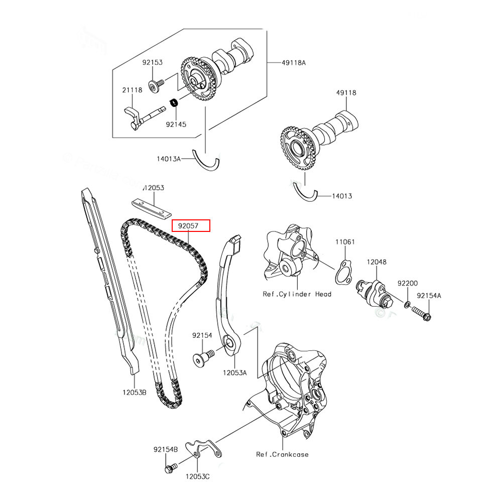 Corrente de Comando Original Kawasaki KXF450 19/23 (98XRH2010-126M)