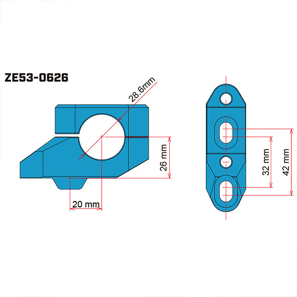 Adaptador de Guidão para Guidão modelo OffSet 22mm para 28.6mm Polido (Deslocamento para traz 20mm) Zeta
