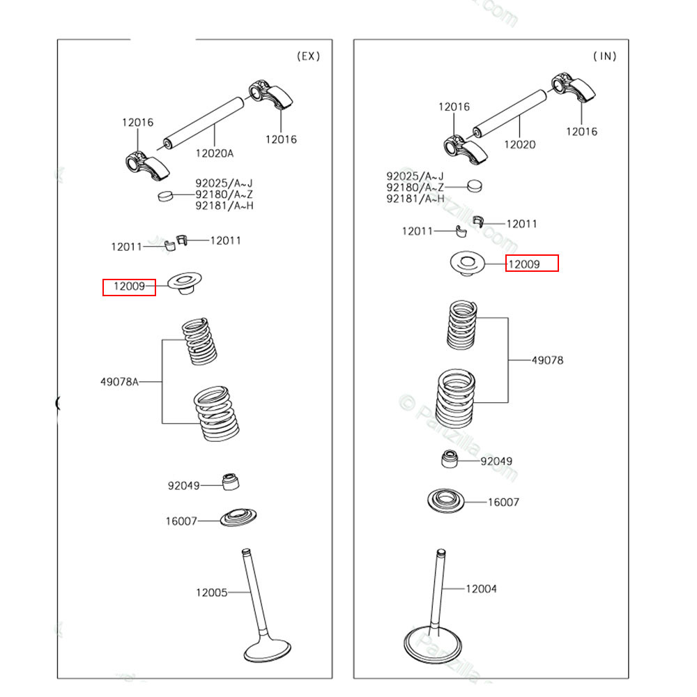 Chapeuzinho da Válvula de Cima Original Kawasaki para KXF450 19 (ADM/ESC)