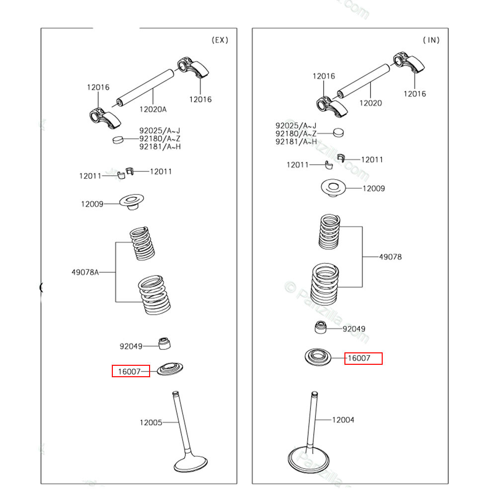  Chapeuzinho da Válvula de Baixo Original Kawasaki para KXF450 19 (ADM/ESC)