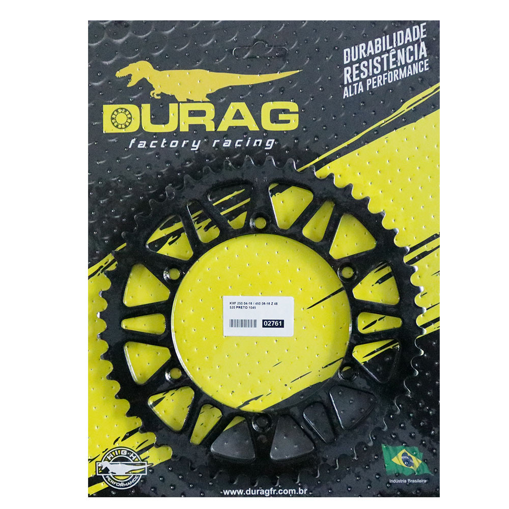Coroa de Ferro para Kawasaki KXF/KLX 250/450 KX125/250 KDX200/220 Suzuki RMZ250 04/06 ( Aço 1045 / Z48 / Preta) - Durag