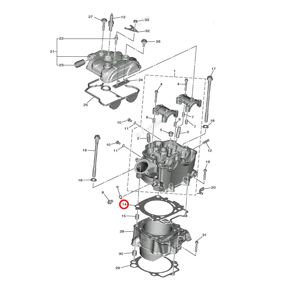 Junta do Cabeçote Original Yamaha para YZF 450 18/19 YZ 450FX 19 WRF 450 19