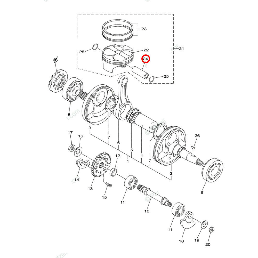 Pino de Pistão Original Yamaha para YZF 250 17/19 YZ 250FX 17/19 WRF 250 18/19