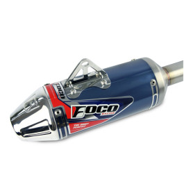 Ponteira + Curva Modelo Strong para Honda CRF 230 - Foco Racing (Ponta Cromada / Cor Azul)