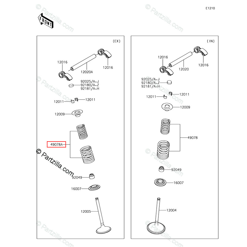 Mola da Válvula de Escape Original Kawasaki para KXF 450 19/23